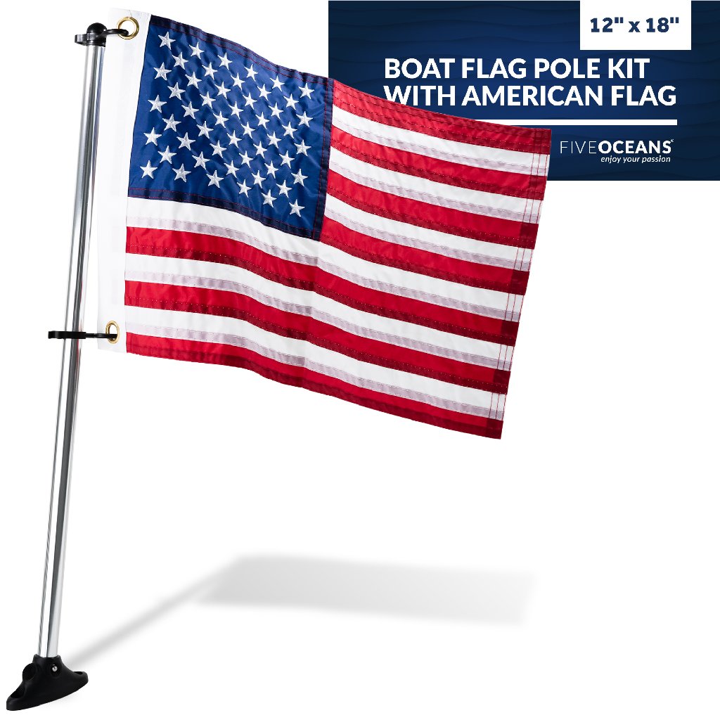 Boat Flag Pole Kit with American Flag 12