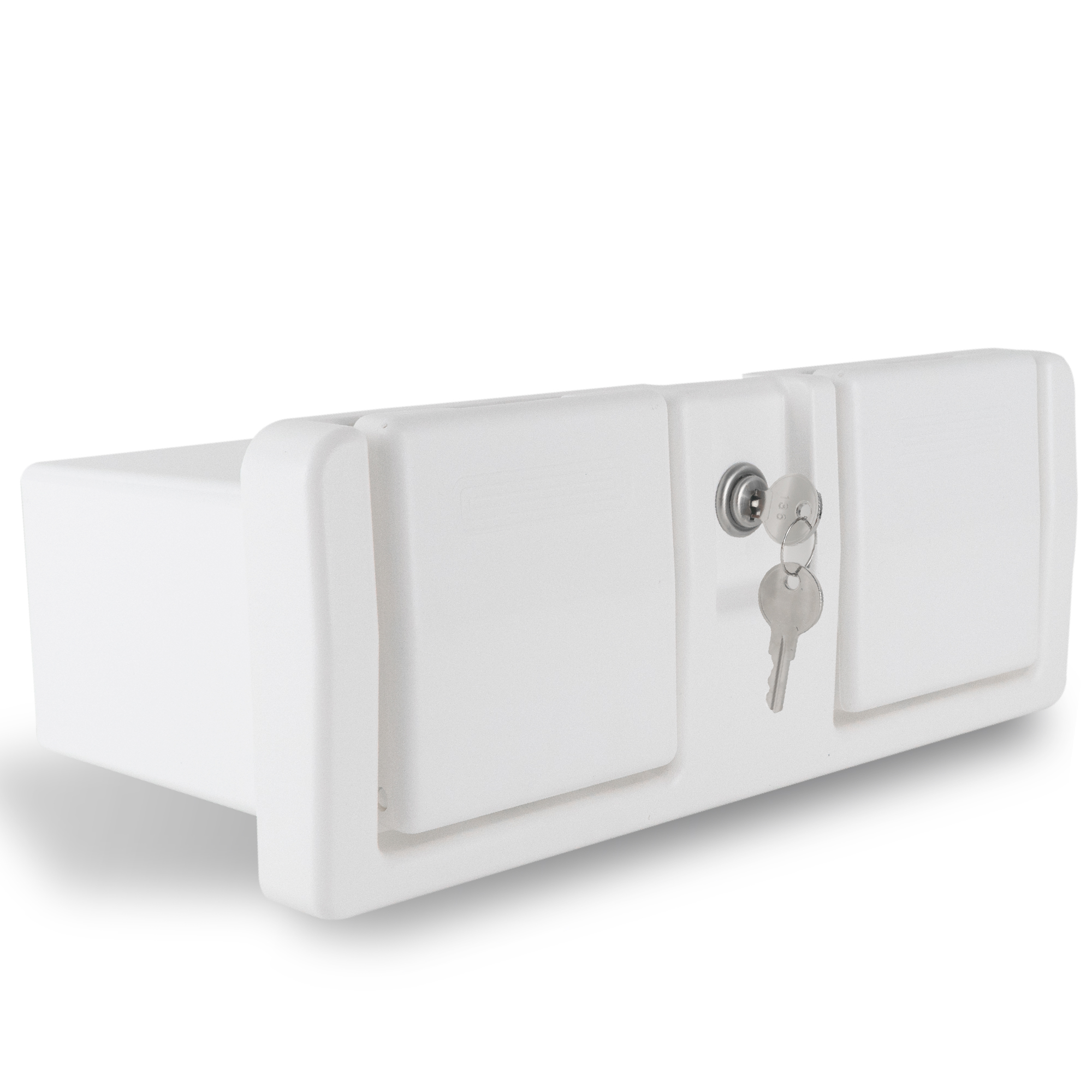Boat Plastic Glove Box w/ Adjustable Drink Cup Holders 2 Keys,OffWhite