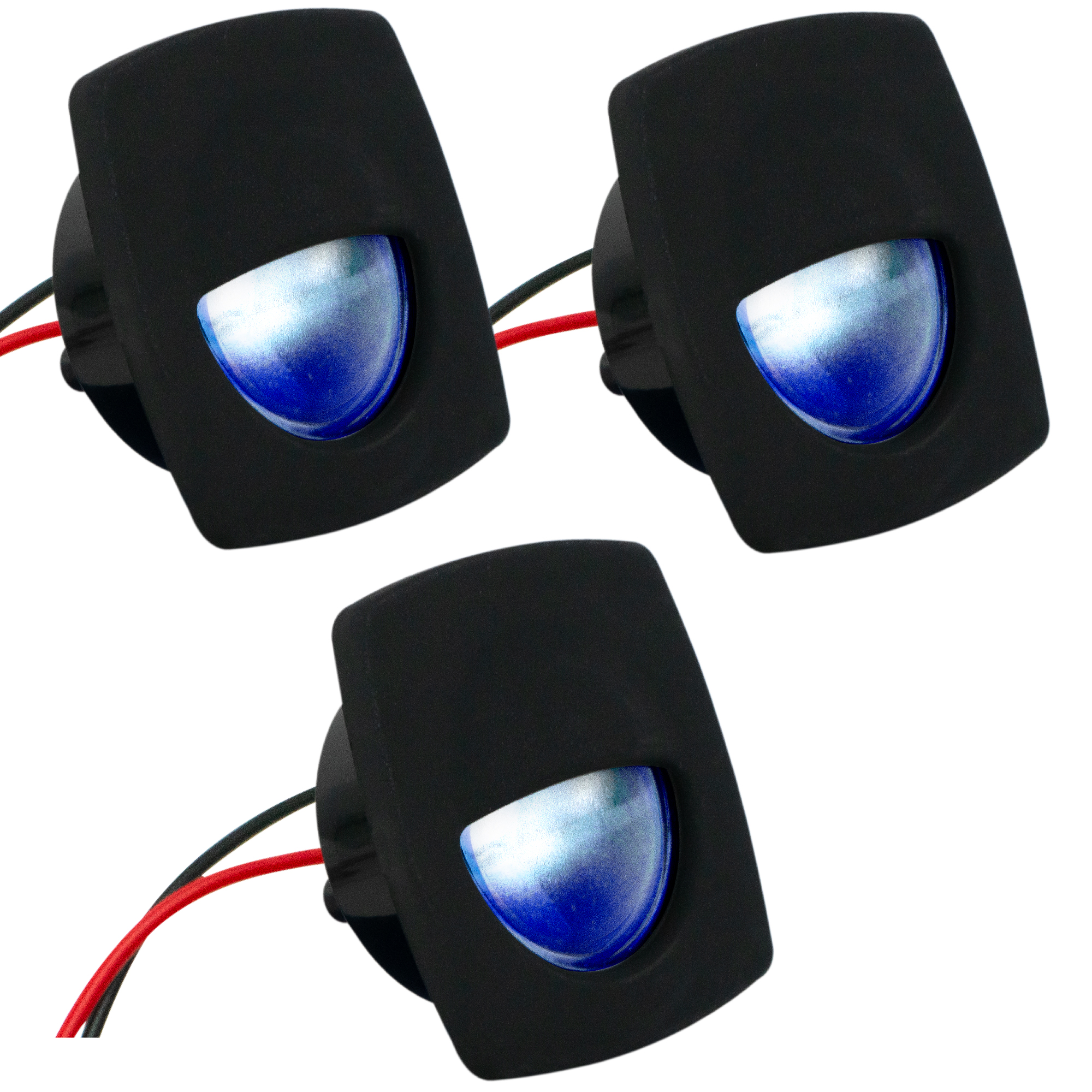 LED Companion Way Light 3 Pack Marine Courtesy Lights, Square, Blue LED - Picture 1 of 8