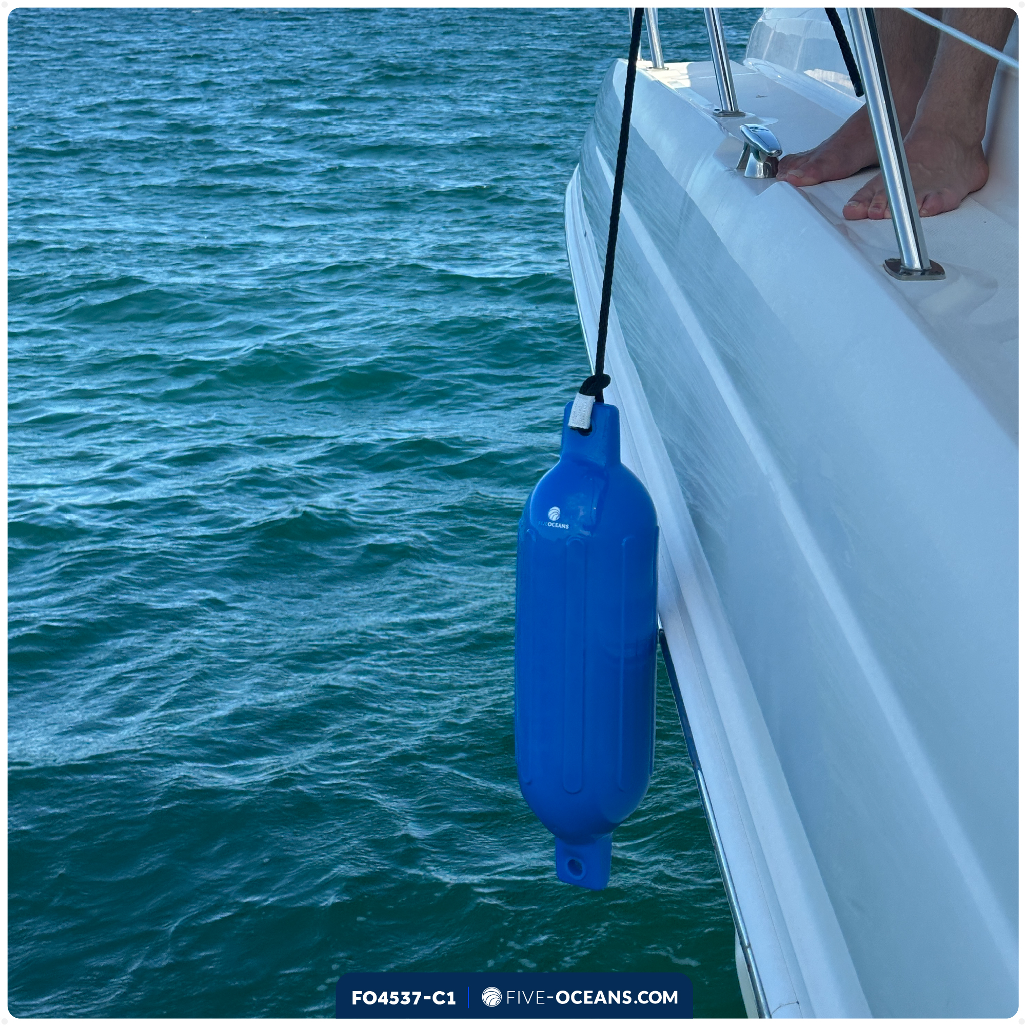 Boat Fenders Complete Set, Black 4.5"x16", Includes Dock Lines and Fender Clip - Picture 7 of 9