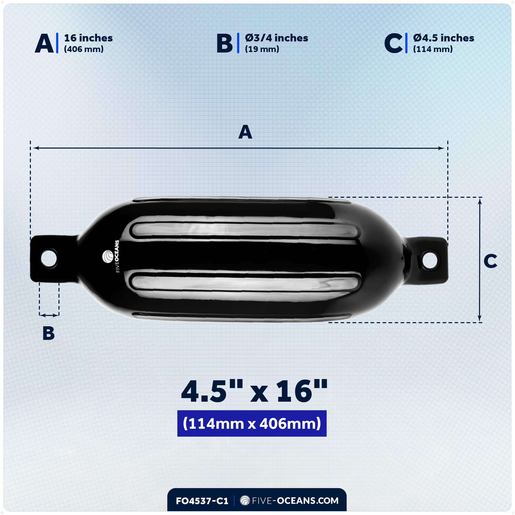 Boat Fenders Complete Set, Black 4.5"x16", Includes Dock Lines and Fender Clip - Picture 8 of 9